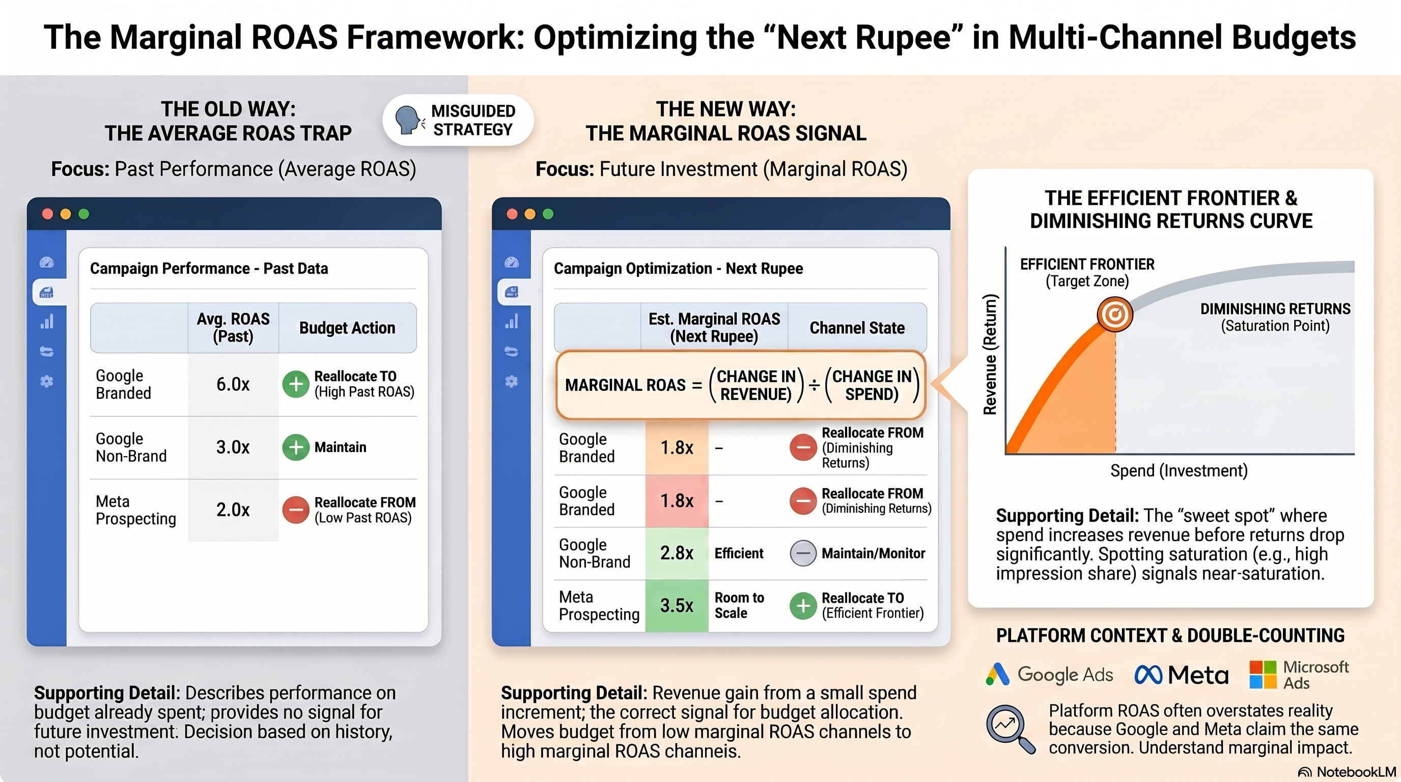 Diagram illustrating: the core difference between single-channel optimisation and cross-channel portfolio thinking
